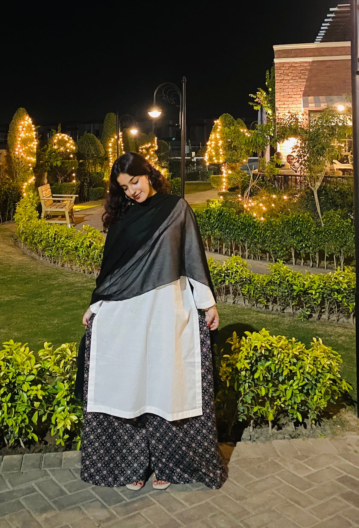 White Plane Shirt with Printed trouser | 3 Piece