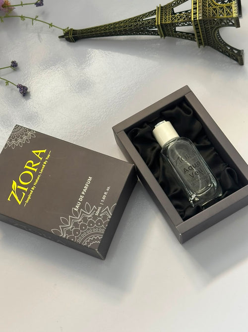 Ziora Aqua Veil perfume bottle in luxury gift box